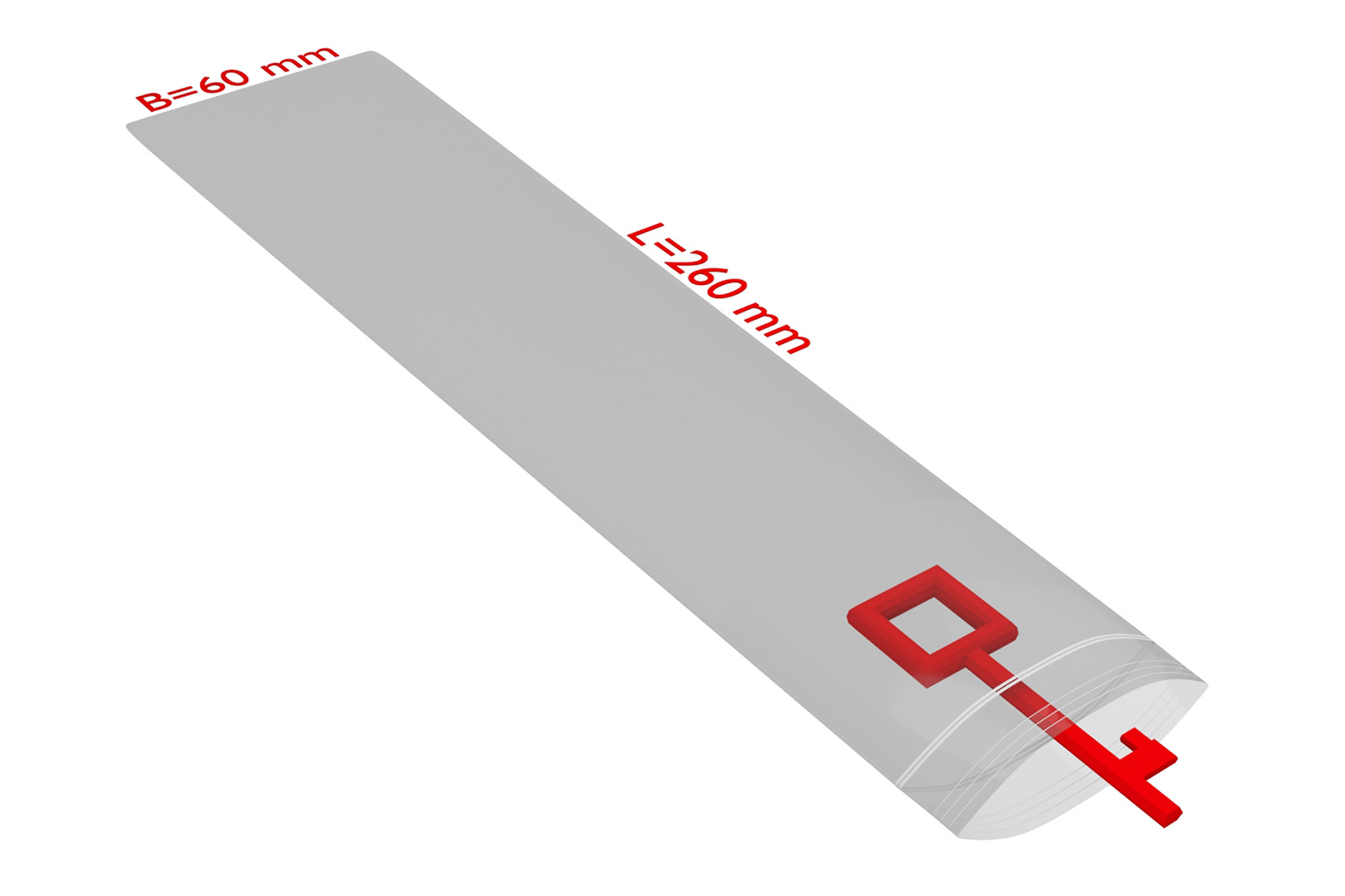 PE-Druckverschlussbeutel, 60x260mm, 50µ,transparent / Inhalt à VE = 2000