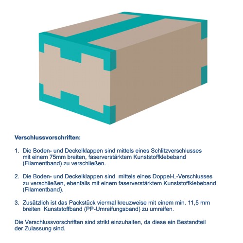 Gefahrgut-Karton 2-wellig, 390x390x430mm, Inhalt 65l, 4fach Zulass.:(4GV):IATA(Luft) / Inhalt à VE = 10