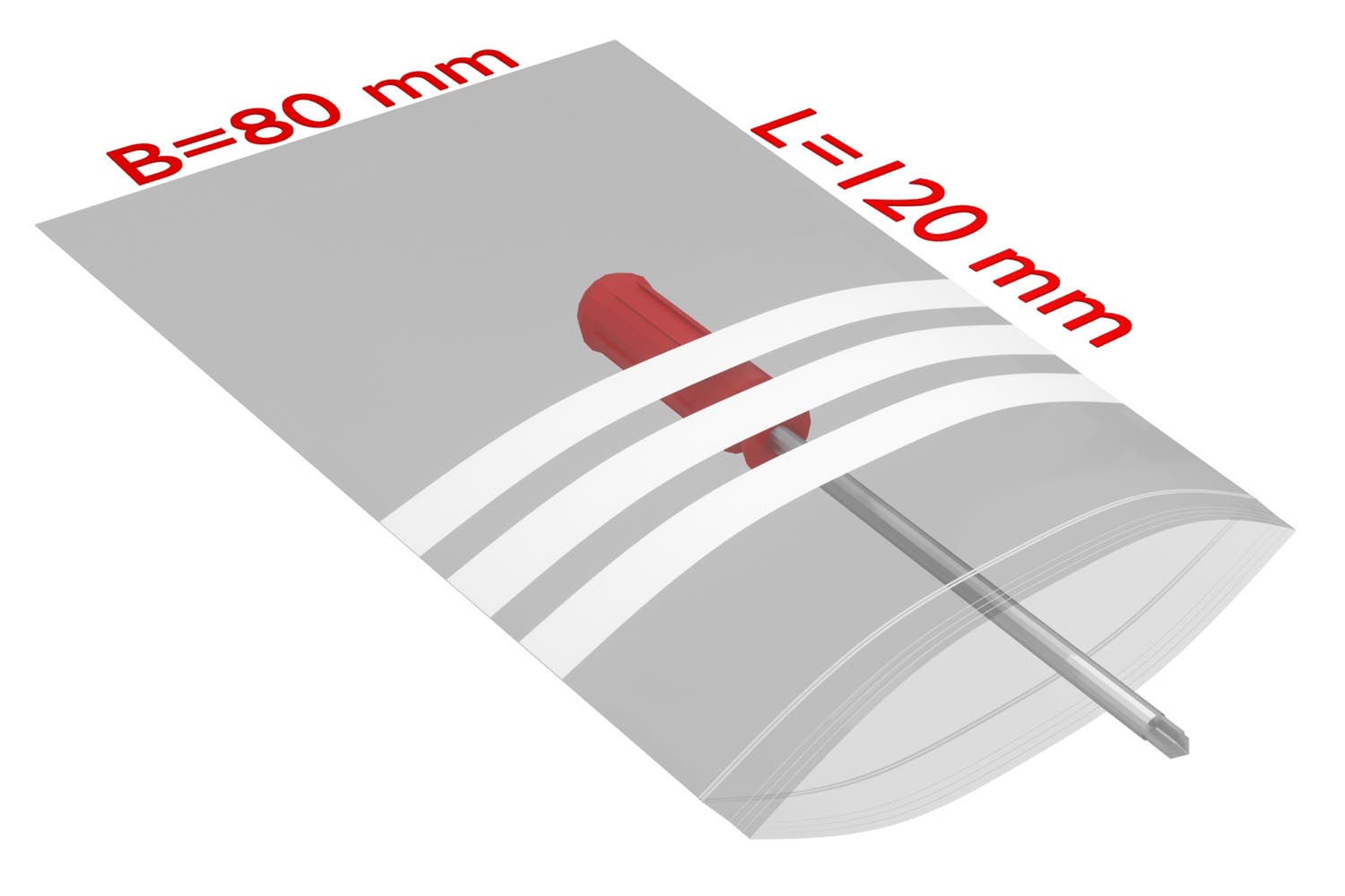 PE-Druckverschlussbeutel, 80x120mm, 50µ,transparent Beschriftungsfeld / Inhalt à VE = 1000