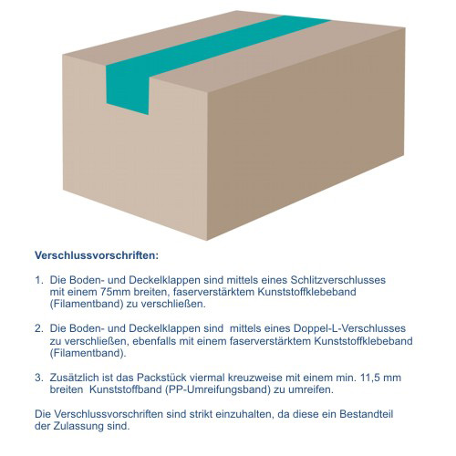 Gefahrgut-Karton 2-wellig, 275x195x300mm, Inhalt 16l, 4fach Zulass.:(4GV):IATA(Luft) / Inhalt à VE = 10