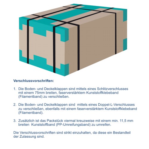 Gefahrgut-Karton 2-wellig, 430x310x300mm, Inhalt 40l, 4fach Zulass.:(4GV):IATA(Luft) / Inhalt à VE = 10