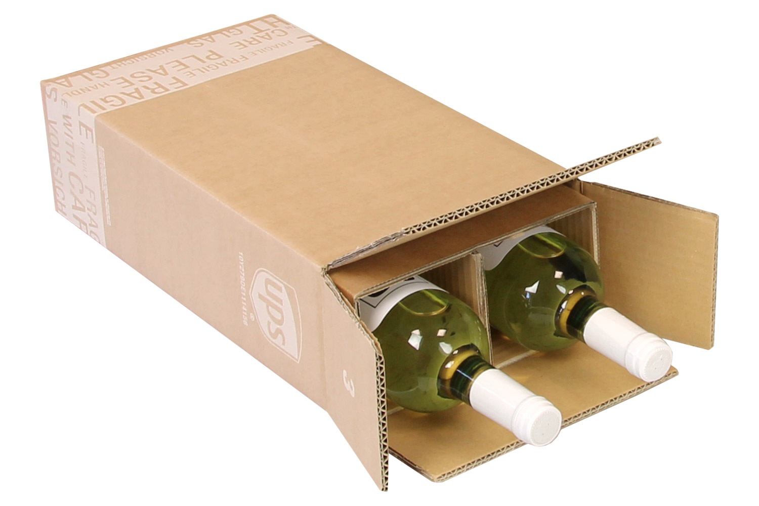 PTZ-Flaschenkarton 2-wellig, 205x105x400mm, Qualität 2.3BC, braun, postgeprüft, + 1 Hülse / Inhalt à VE = 20