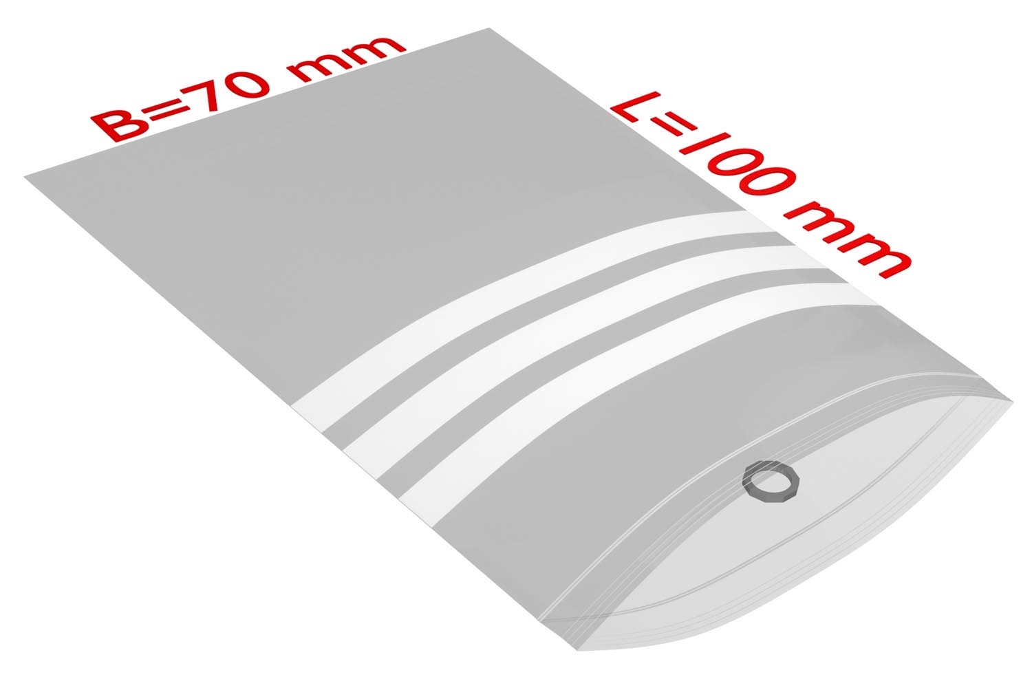 PE-Druckverschlussbeutel, 70x100mm, 50µ,transparent Beschriftungsfeld / Inhalt à VE = 2000