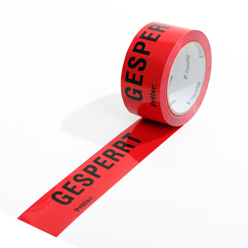 ISO Kennzeichnungsband, 50mm breitx66lfm, 52µ,, PP-Band, rot, mit Aufdruck "Gesperrt" / Inhalt à VE = 6