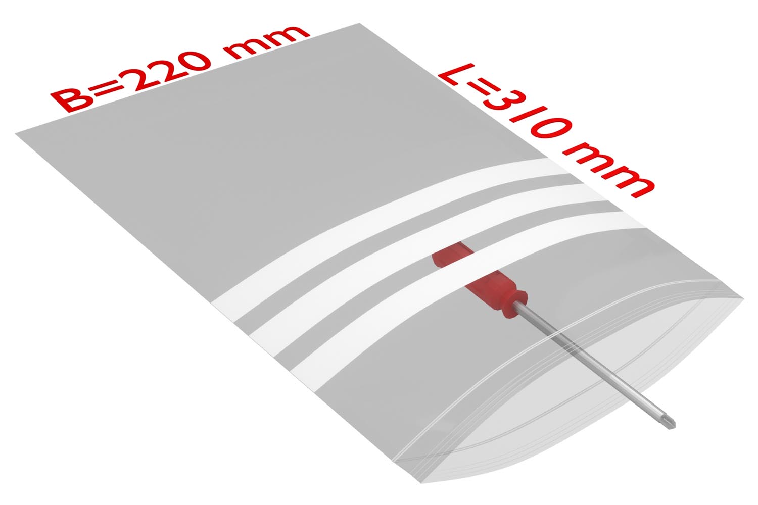 PE-Druckverschlussbeutel, 220x310mm, 50µ,transparent Beschriftungsfeld / Inhalt à VE = 1000
