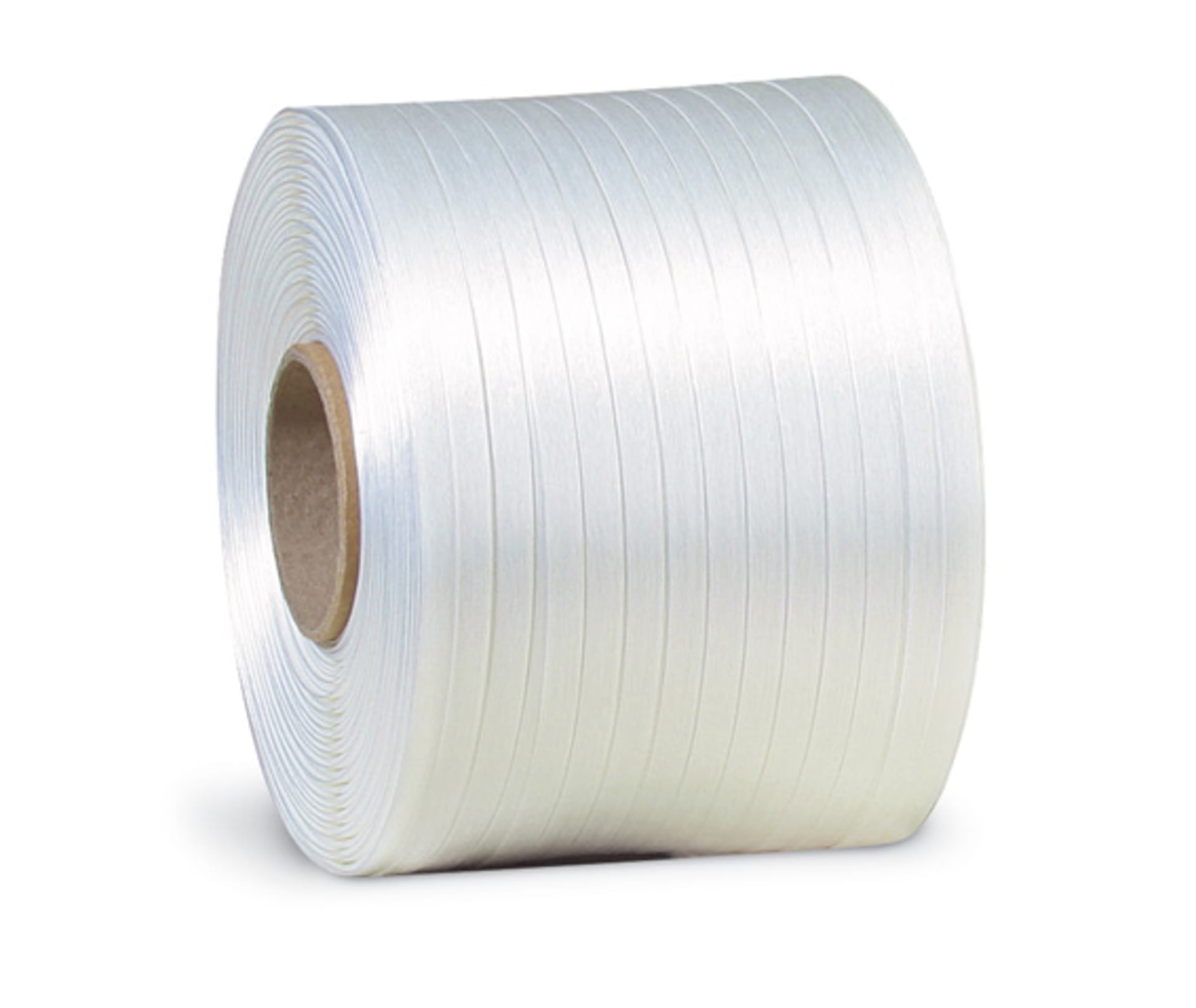 Polyester-Ballenpressenband, 9mm breitx500lfm, weiß, Reißfestigkeit 280kp, Kerndurchm. 76mm