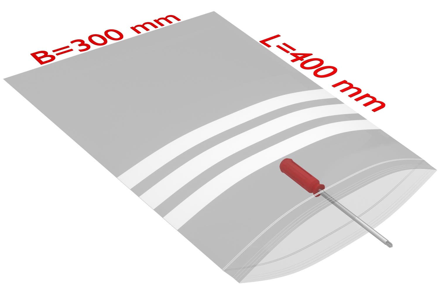 PE-Druckverschlussbeutel, 300x400mm, 50µ,transparent Beschriftungsfeld / Inhalt à VE = 1000