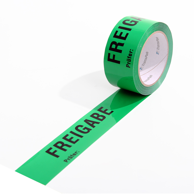 ISO Kennzeichnungsband, 50mm breitx66lfm, 52µ,, PP-Band, grün, mit Aufdruck "Freigabe" / Inhalt à VE = 6