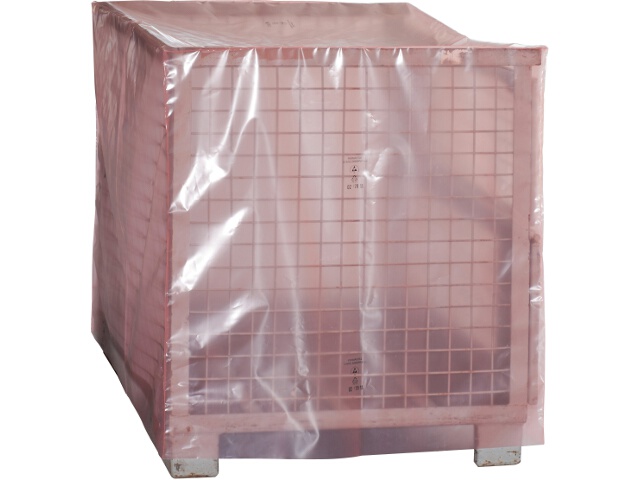 Seitenfaltenhaube, antistat., 1250+850x900mm, 150µ,, für Gitterbox, rosa / Inhalt à VE = 40