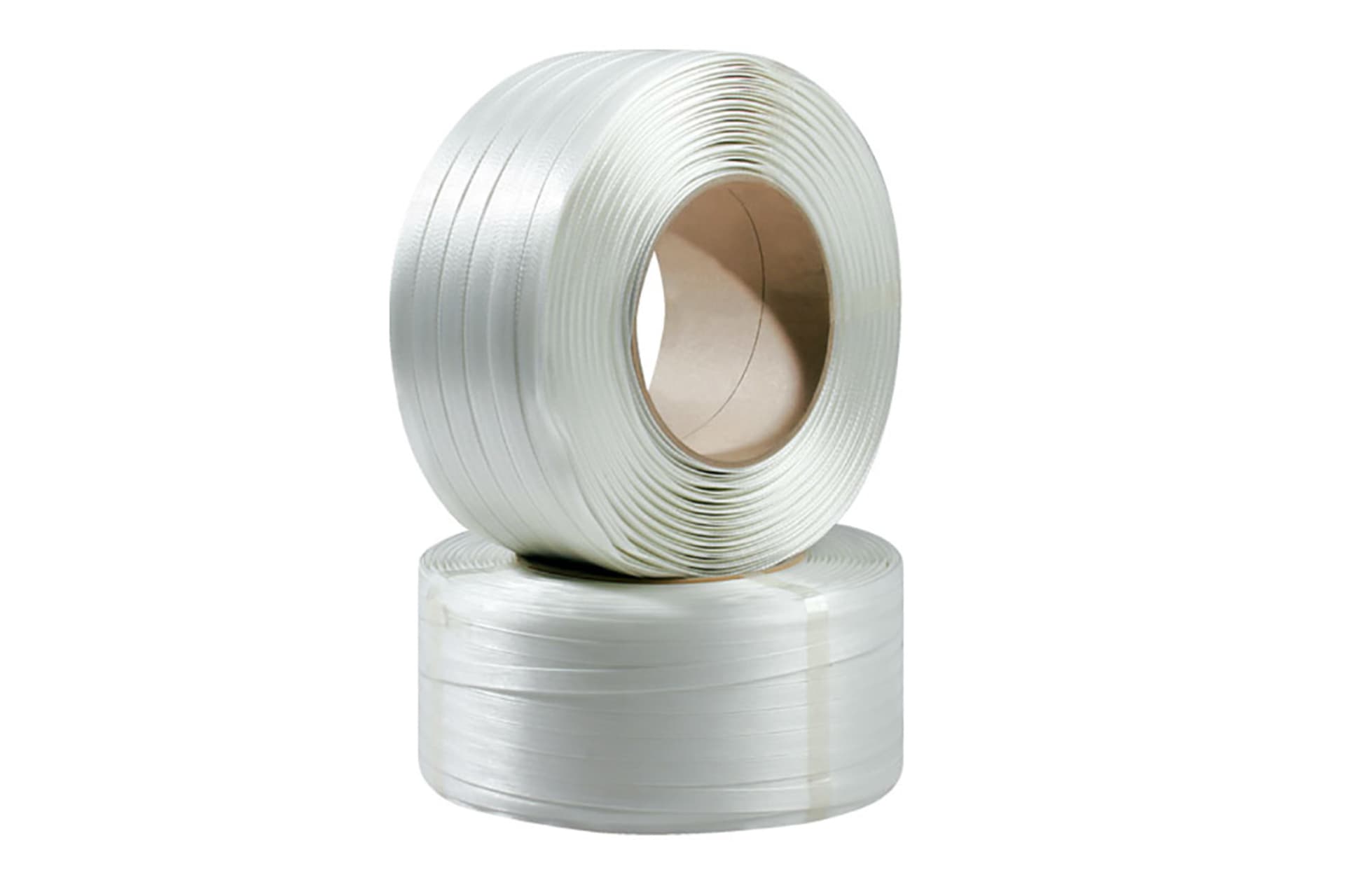 Composite Polyesterband, 19mm breitx600lfm, 60 SCC, weiß, Reißfestigkeit 500kp, Kerndurchm. 200mm