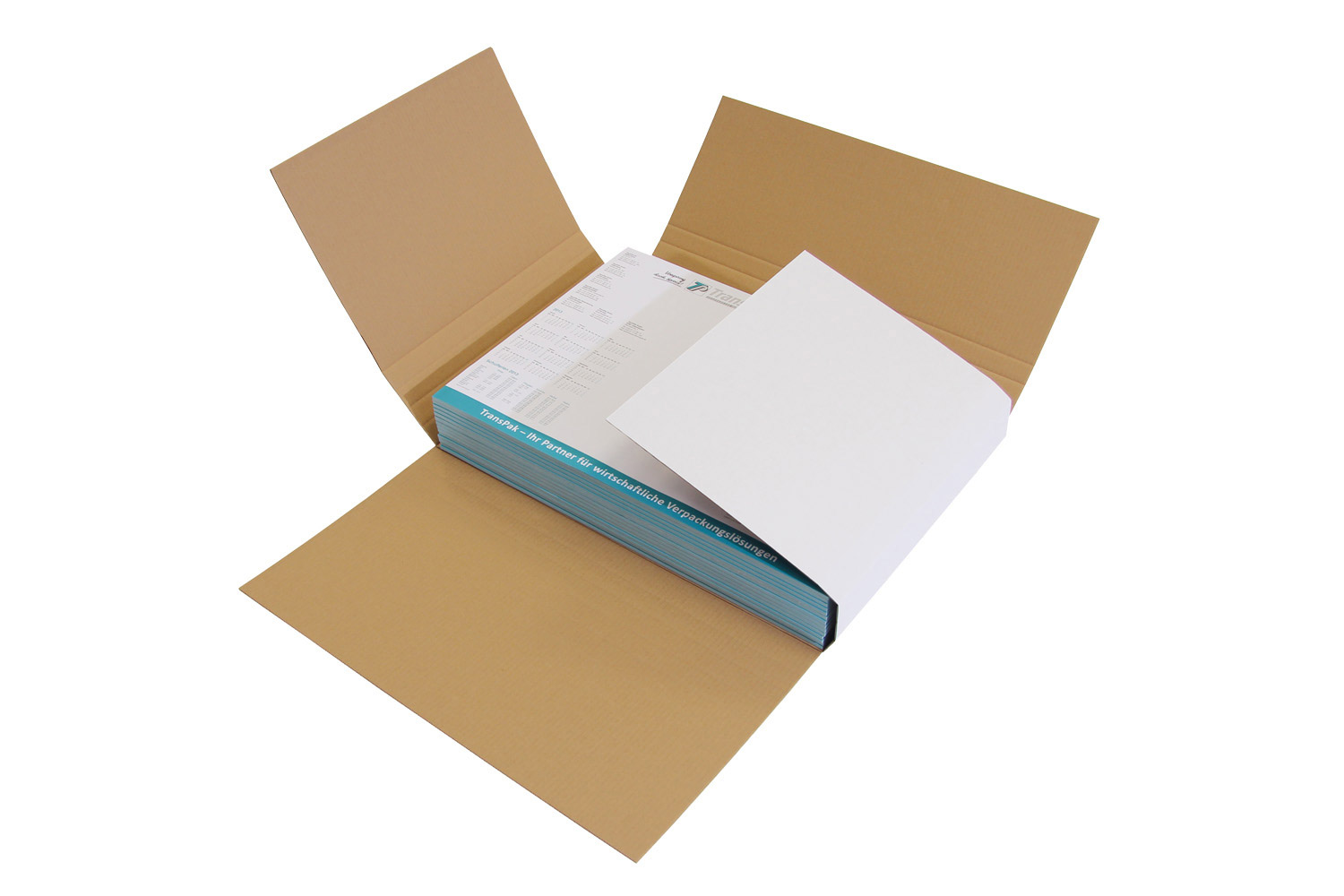 Wellpapp-Kreuzverpackung, 600x425x10-120mm, Qualität 1.20 B, A2, weiß, 2-teilig / Inhalt à VE = 25