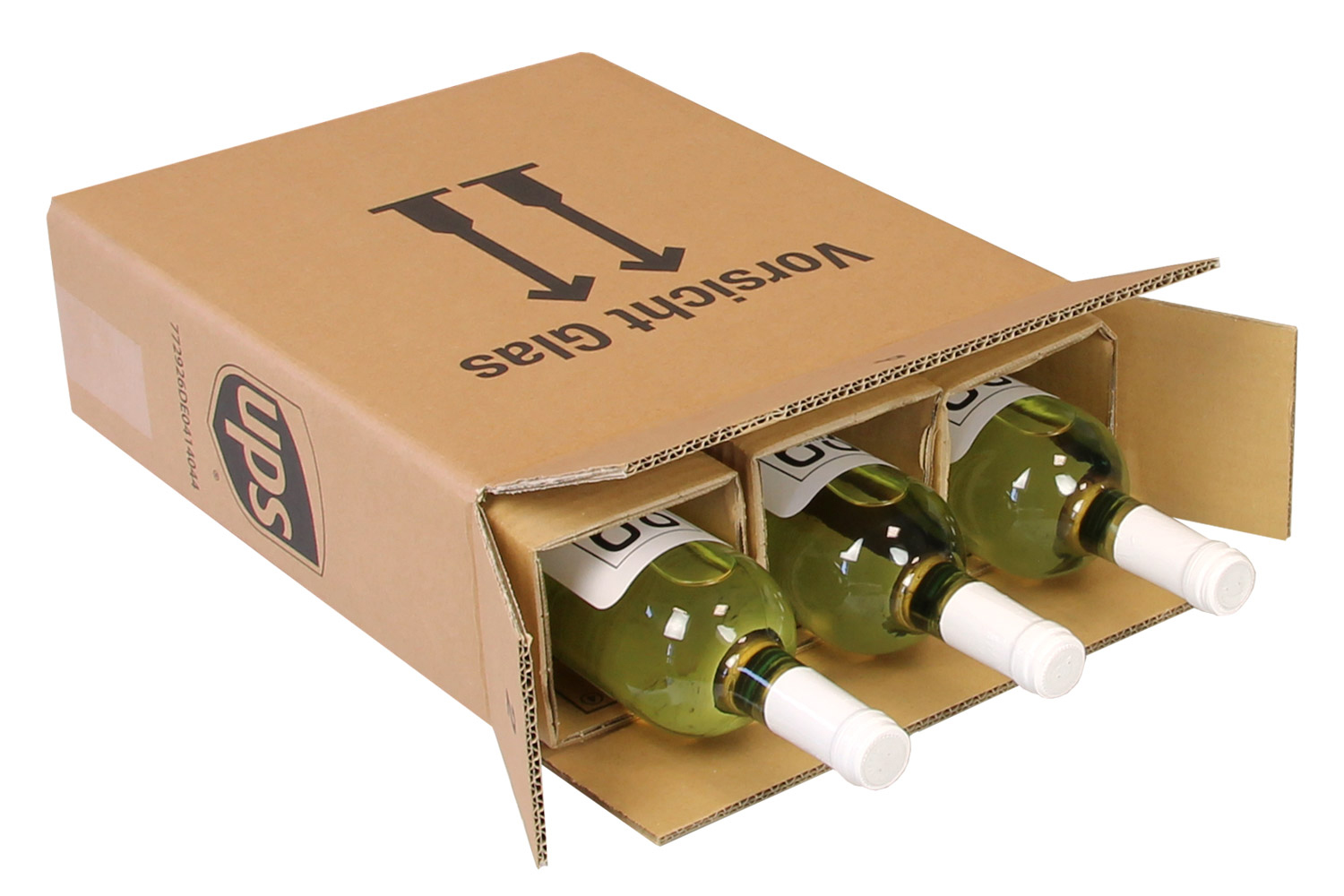 PTZ-Flaschenkarton 2-wellig, 314x108x360mm, Qualität 2.3BC, braun, postgeprüft, + 1 Hülse / Inhalt à VE = 20